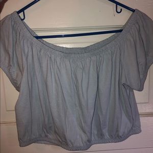 off the shoulder baby blue crop